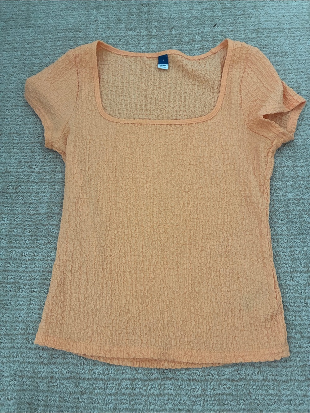 Old Navy Peach Textured Square-Neck Short Sleeve Top
